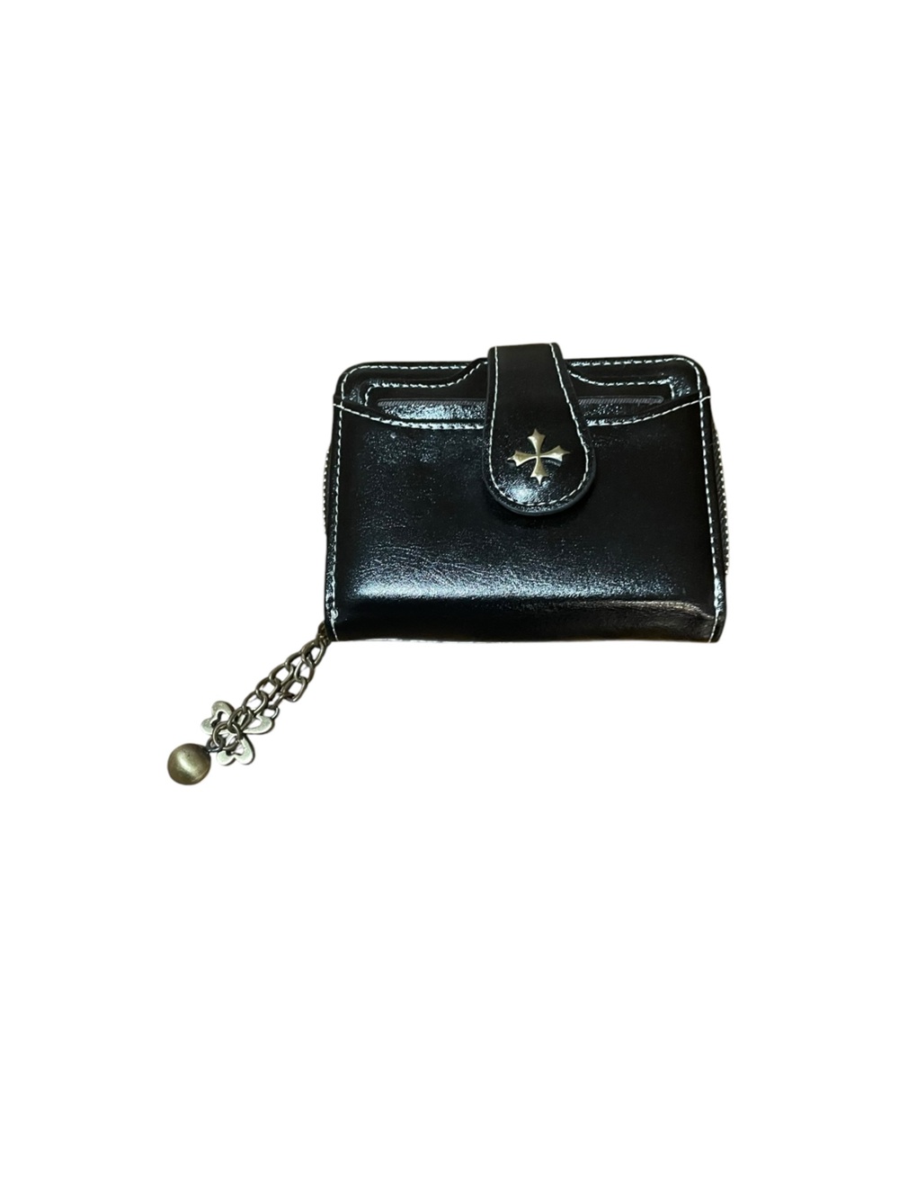 Black wallet snap close card holder